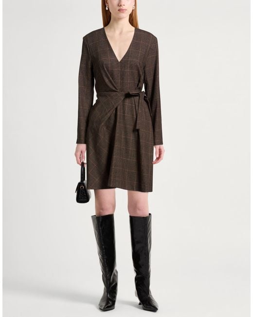 Maison Kitsuné Brown Mini Dress Virgin Wool, Cotton