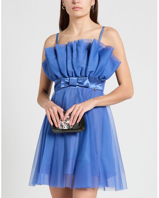 Rinascimento Blue Mini Dress Polyester, Viscose
