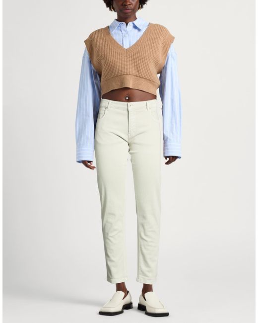 Eleventy White Light Pants Cotton, Elastane