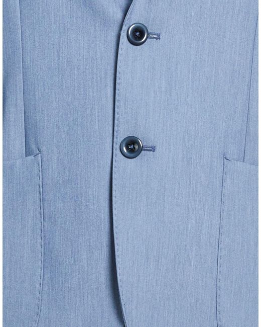 Barbati Blue Blazer Polyester, Viscose, Elastane for men