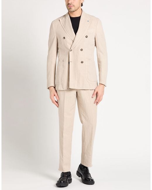 Giampaolo Natural Suit Lyocell, Linen, Cotton for men