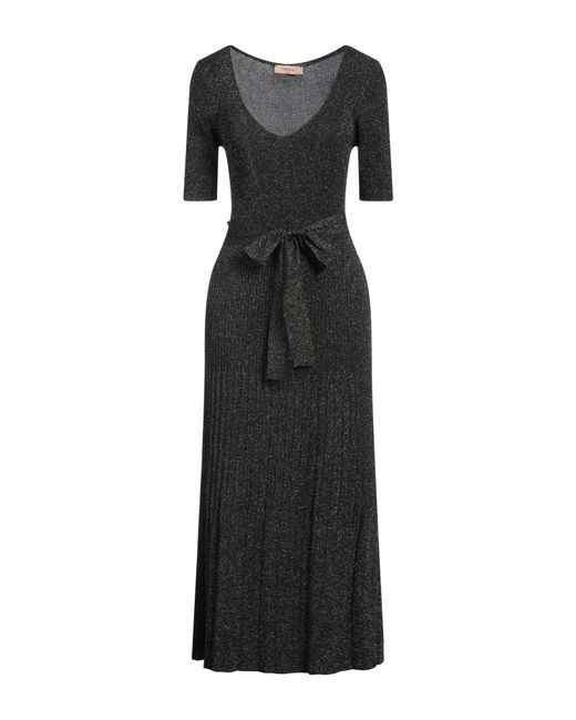 Twinset Black Midi Dress Viscose, Polyamide, Polyester