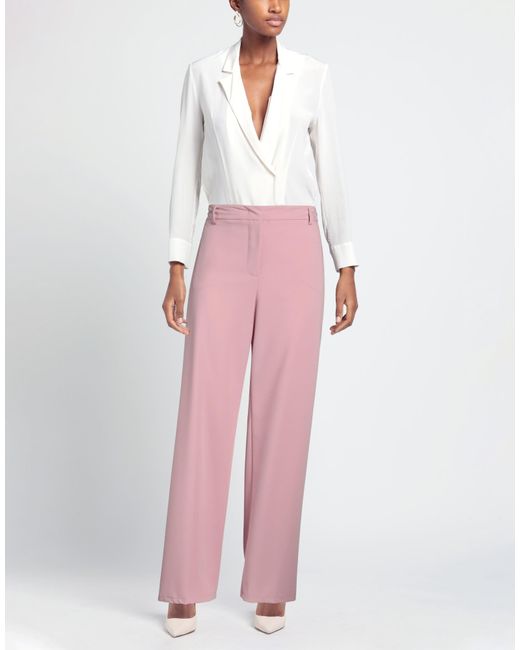 RUE DU BAC Pink Pants Polyester, Viscose, Elastane