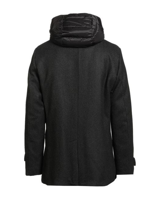 Moorer Black Dark Coat Virgin Wool, Wool, Acrylic, Elastane for men
