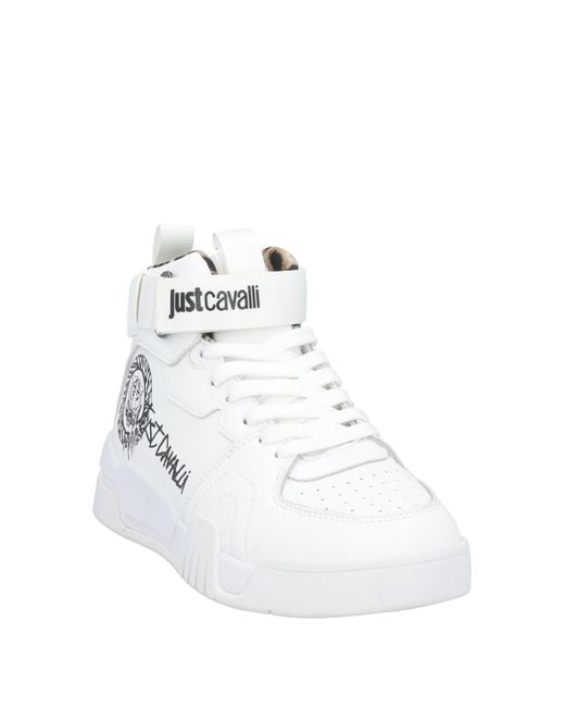 Just Cavalli White Leather High-Top Sneakers