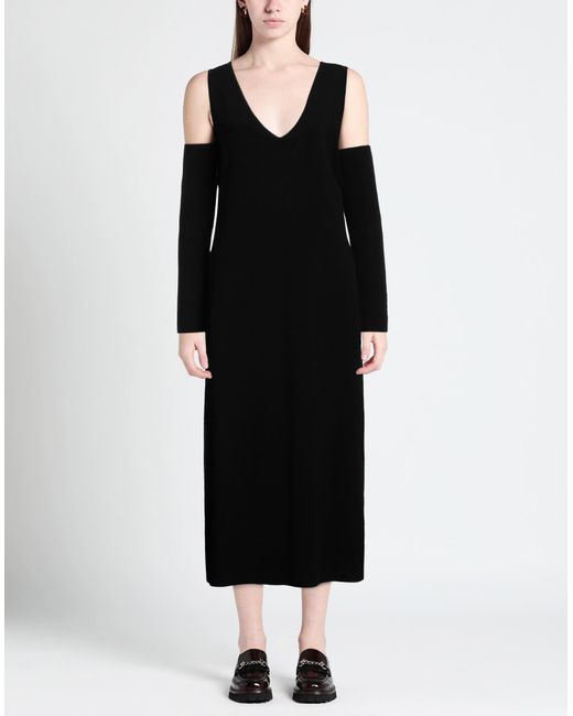 Isabel Benenato Black Midi Dress Viscose, Polyester