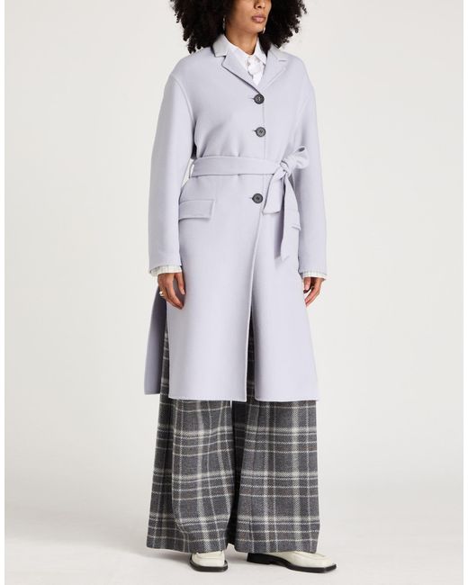 Marni Gray Lilac Coat Wool, Cashmere, Ovine Leather