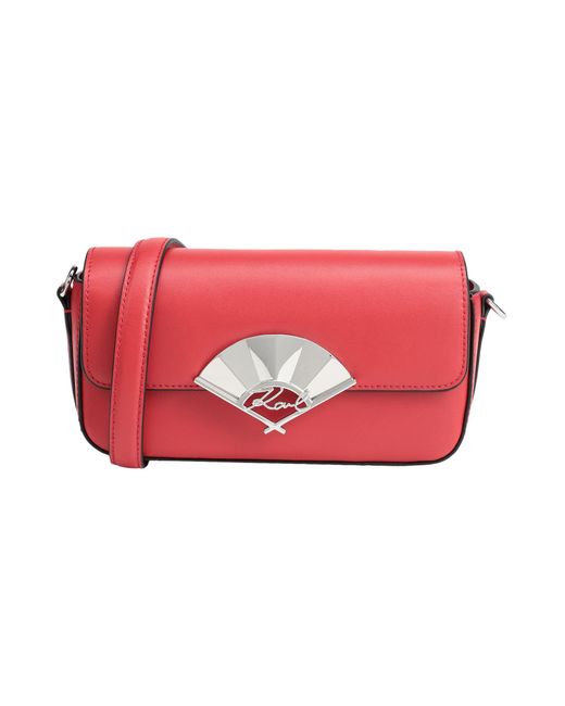 Karl Lagerfeld Red K/signature Fan Leather Crossbody Bag