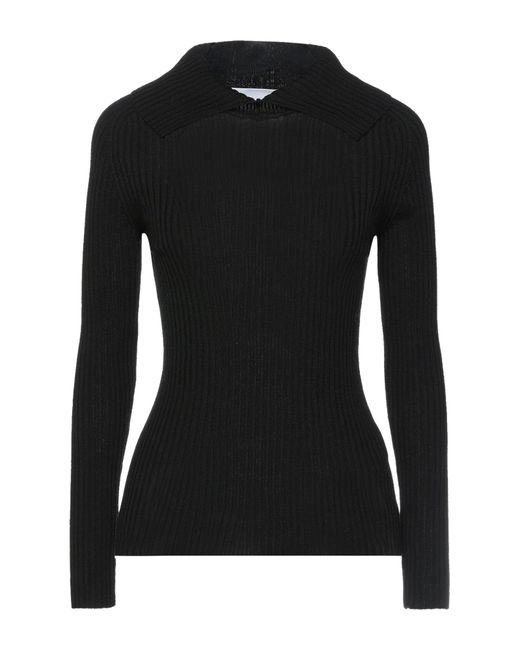 Erika Cavallini Semi Couture Black Turtleneck Virgin Wool
