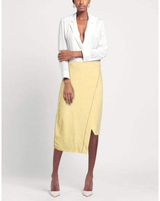 Forte Yellow Midi Skirt Linen