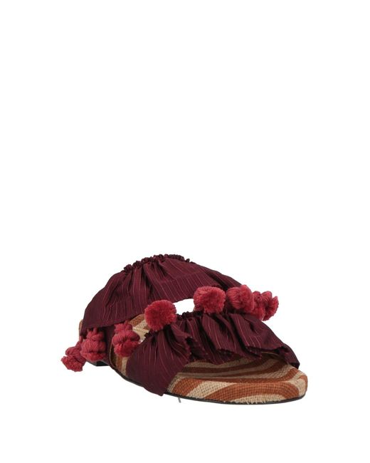 LaDoubleJ Red Burgundy Sandals Textile Fibers