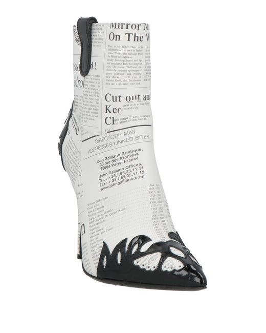 John Galliano White Ankle Boots Leather