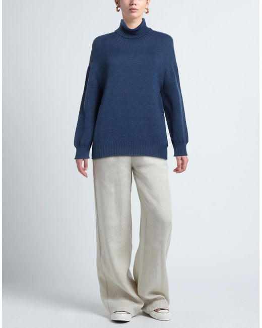 Aragona Blue Turtleneck Merino Wool