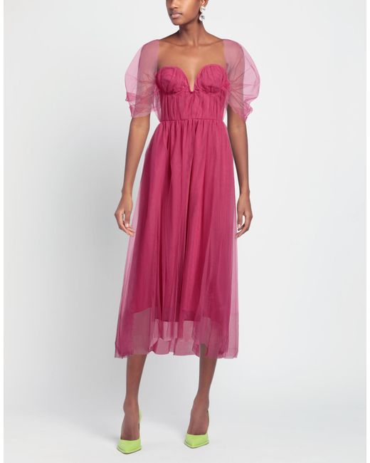 SIMONA CORSELLINI Purple Fuchsia Midi Dress Polyamide