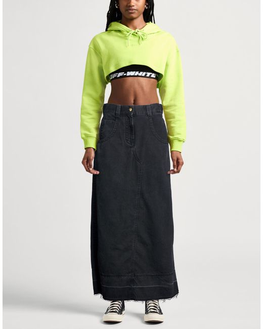 Palm Angels Black Denim Skirt Cotton