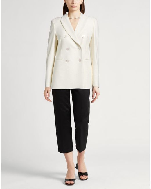 Peserico White Cream Blazer Virgin Wool, Viscose, Polyamide, Elastane