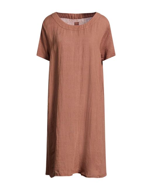120% Lino Brown Mini Dress Linen