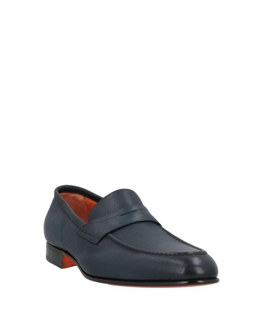 Santoni NWB Door Loafers Size 11 US 12 in Blue Leather Made