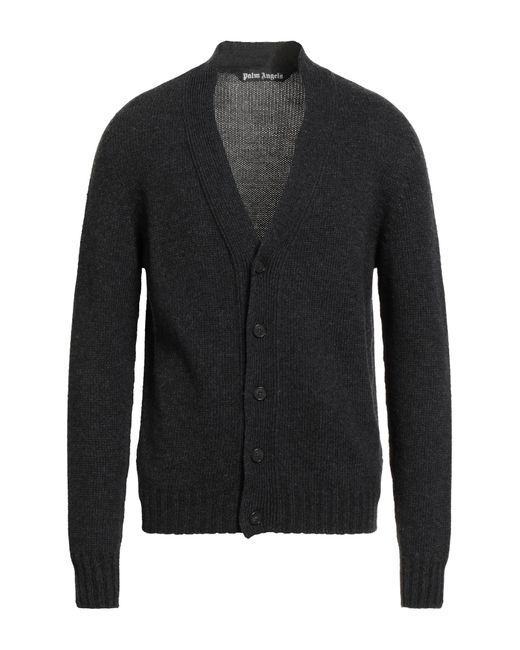 Palm Angels Black Charcoal Cardigan Merino Wool, Viscose, Polyamide, Cashmere, Wool for men