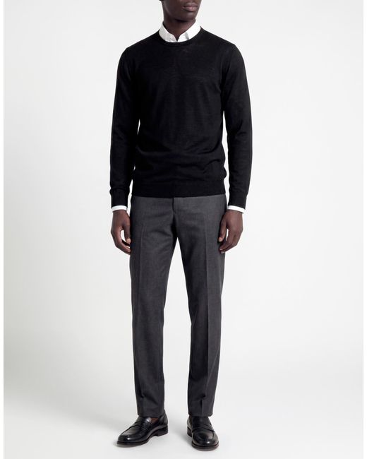 Fedeli Black Sweater Virgin Wool for men