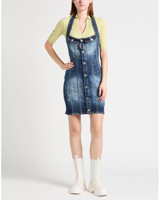 DSquared² Blue Mini Dress Cotton, Elastane, Polyester