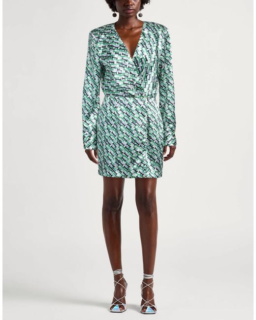 Imperial Green Ivory Mini Dress Polyester, Elastane