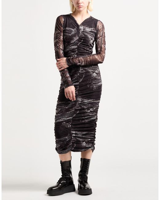 AllSaints Black Midi Dress Polyester, Elastane
