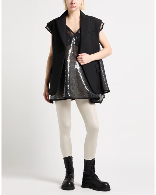 Sacai Black Mini Dress Polyester, Wool