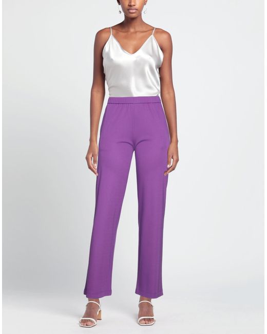 RUE DU BAC Purple Pants Viscose, Polyamide, Elastane