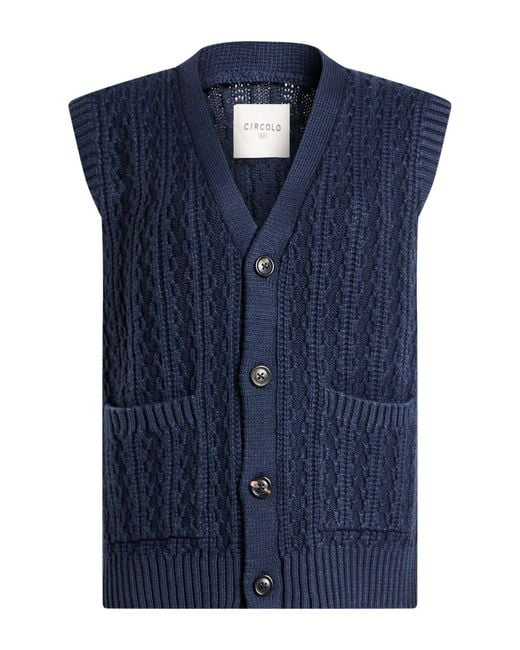 Circolo 1901 Blue Cardigan Merino Wool for men