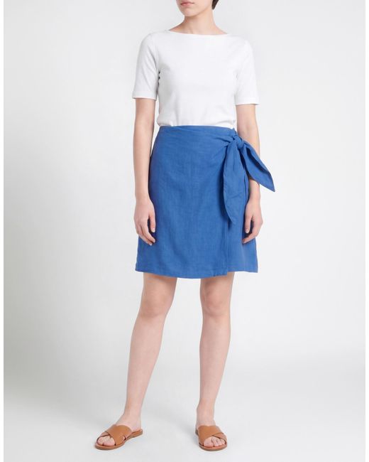 120% Lino Blue Slate Mini Skirt Linen