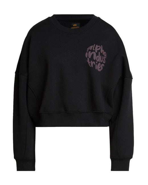 Alpha Studio Black Sweatshirt Cotton, Polyester