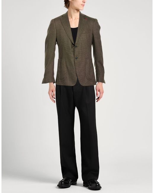 Isaia Green Blazer Wool for men