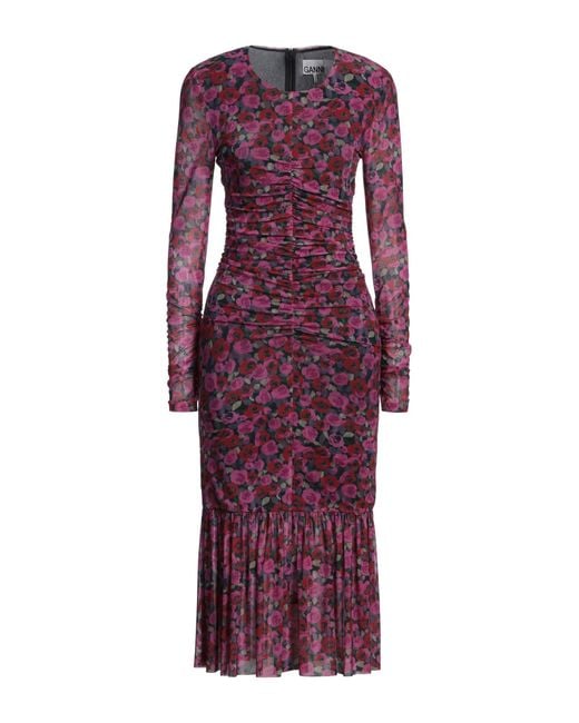 Ganni Purple Midi-Kleid