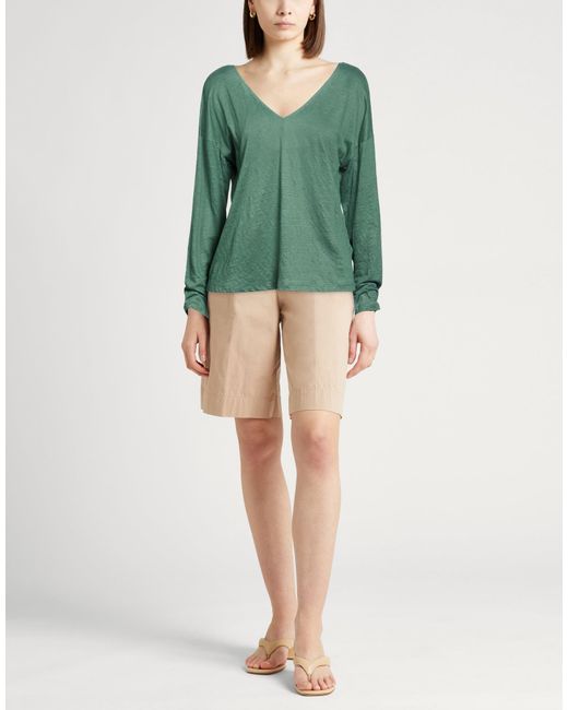 Majestic Filatures Green Emerald T-Shirt Linen, Elastane