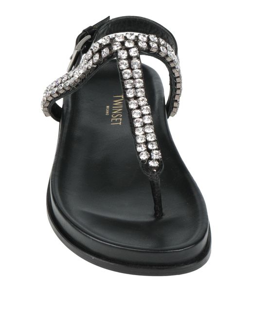 Twinset Black Thong Sandal Textile Fibers