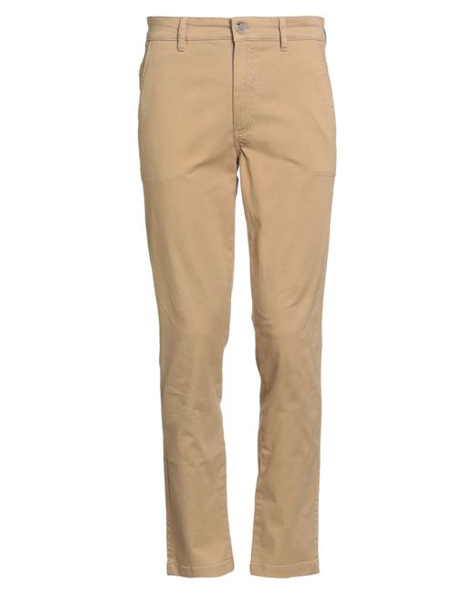 Solid Natural Pants Cotton, Polyester, Elastane for men