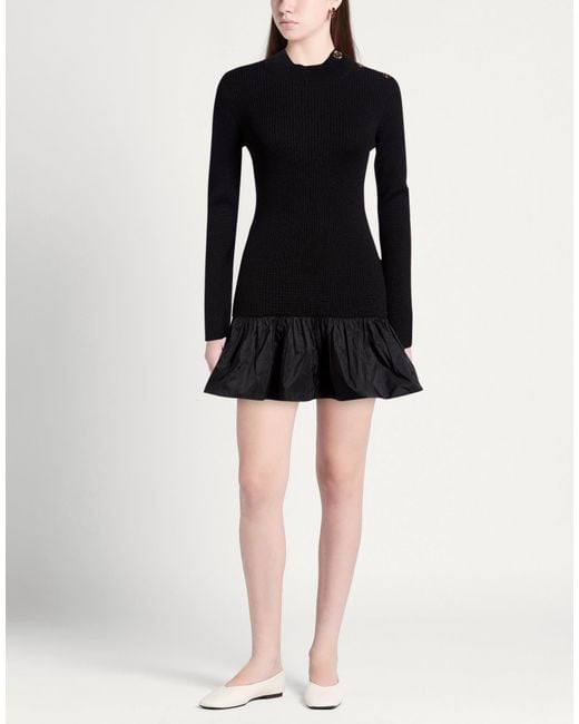 Patou Black Mini Dress Merino Wool, Polyester