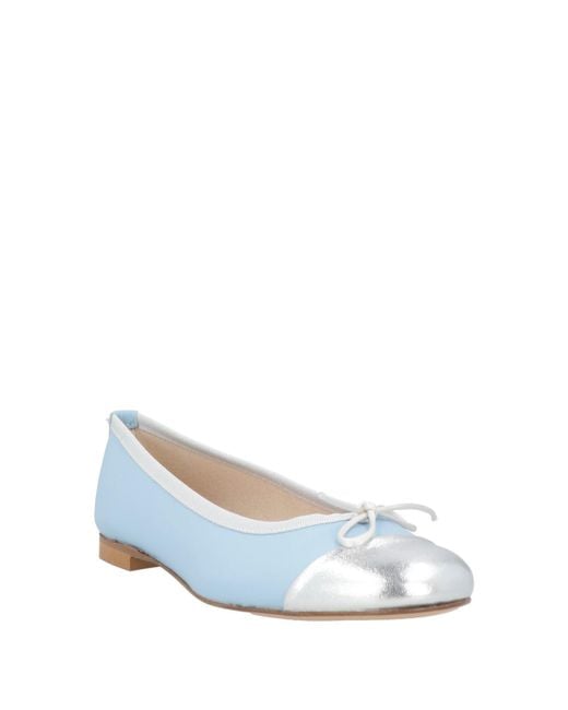 Divine Follie Blue Azure Ballet Flats Leather