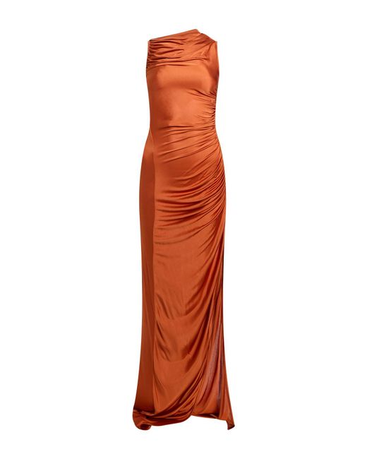 Rick Owens Orange Rust Maxi Dress Viscose