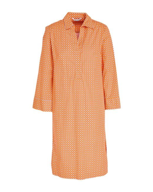 Caliban Orange Midi Dress Cotton, Elastane