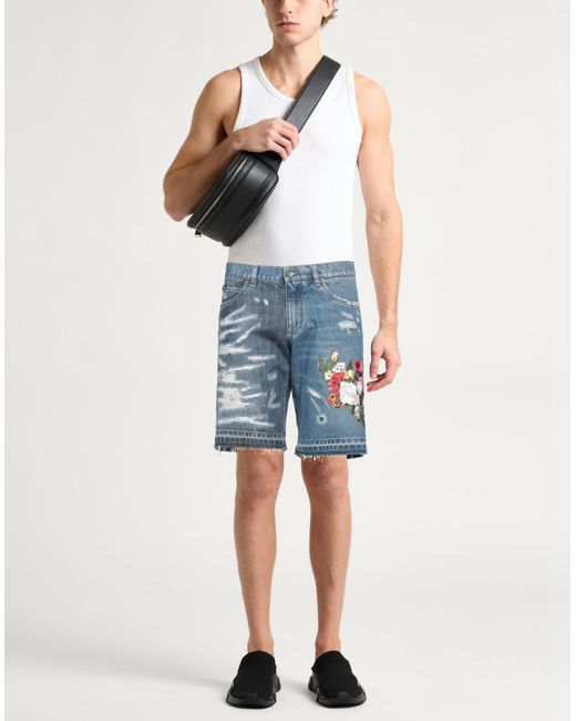 Dolce & Gabbana Blue Denim Shorts Cotton, Polyester for men