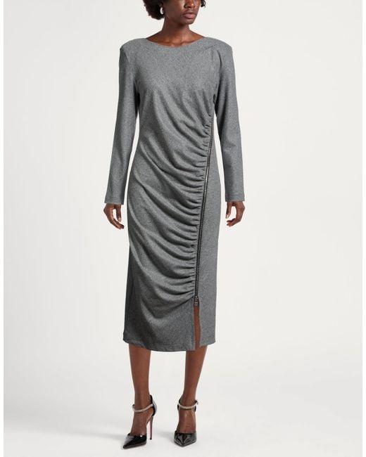 Pinko Gray Midi Dress Polyester, Wool, Elastane
