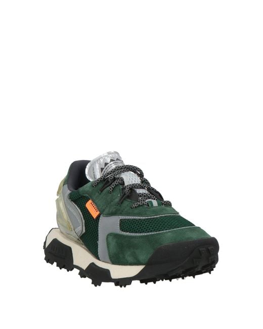 RUN OF Green Sneakers Leather, Textile Fibers for men