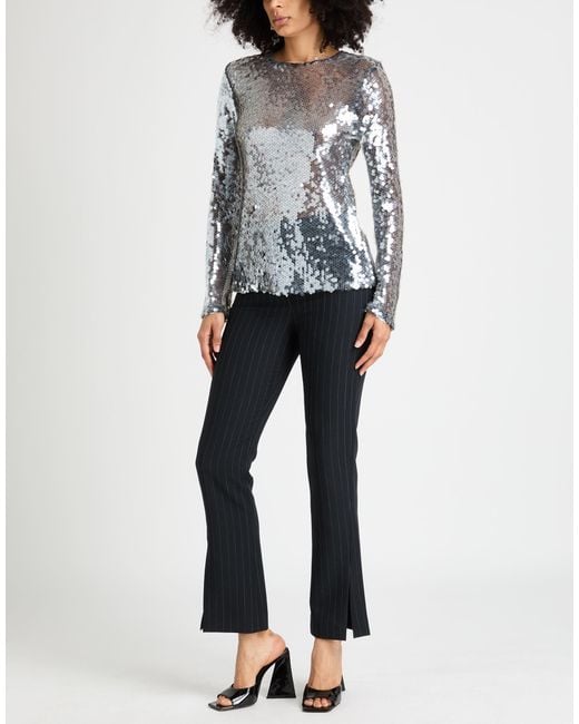 Semicouture Gray Top Polyester, Polyamide, Metallic Fiber