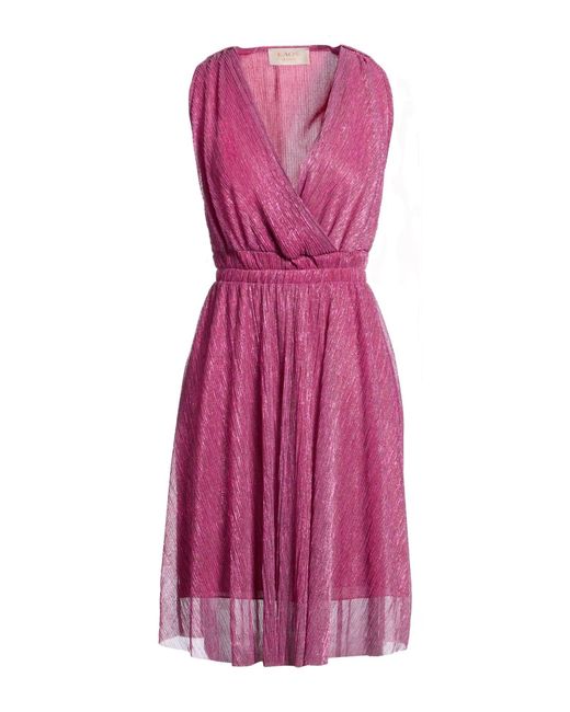 Kaos Purple Fuchsia Midi Dress Polyester, Metal Fiber