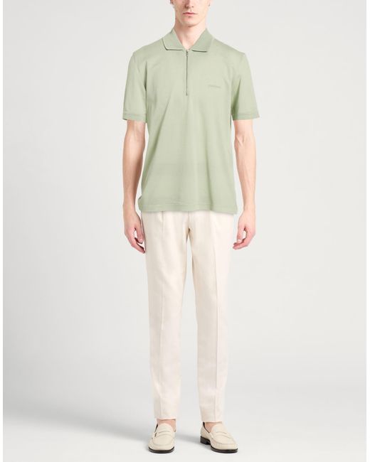 Ferragamo Green Polo Shirt Cotton for men