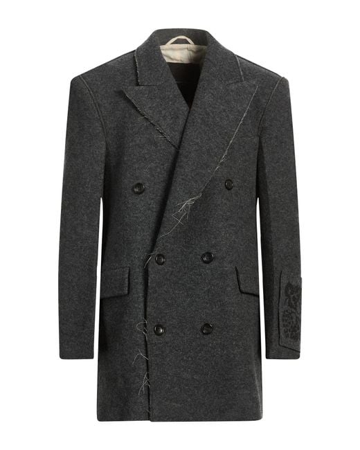 FEDERICO CINA Black Coat Wool for men
