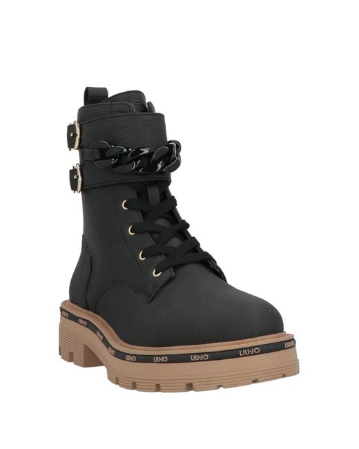 Liu Jo Black Charcoal Ankle Boots Textile Fibers