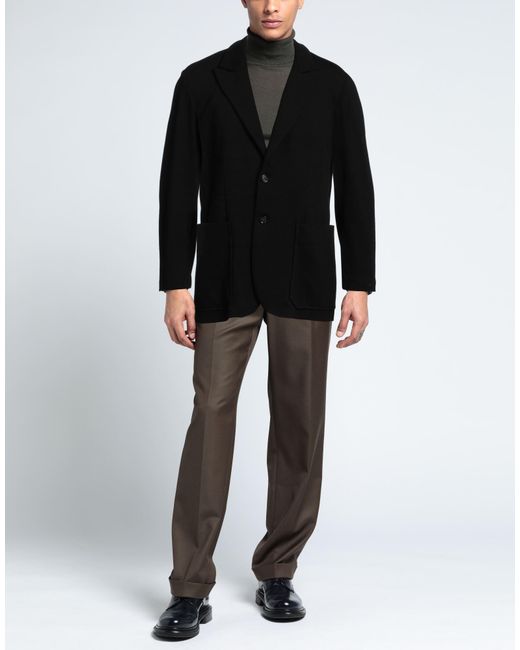 Paolo Pecora Black Blazer Viscose, Polyamide, Elastane for men